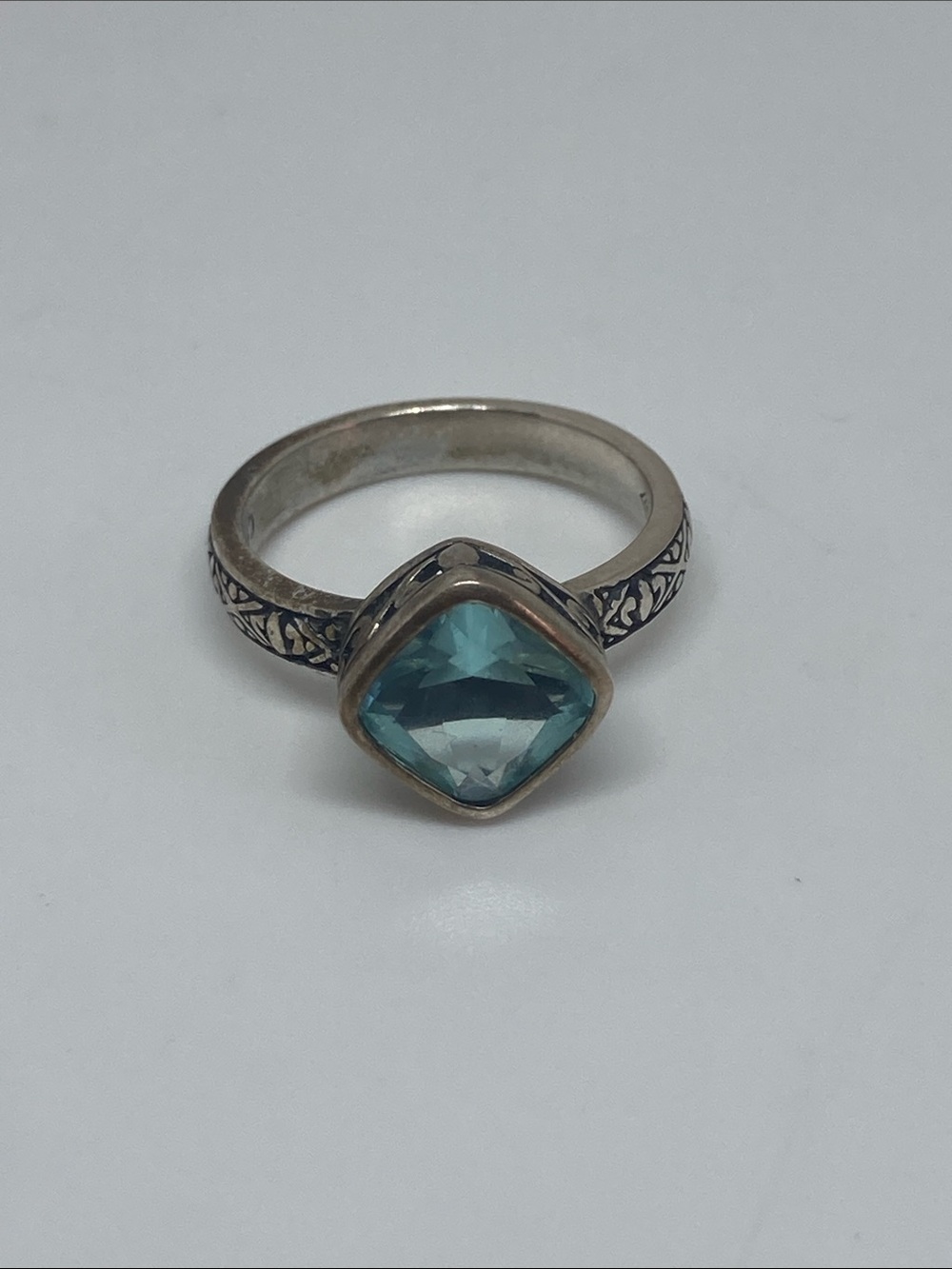 Silpada Sterling Ring with Aqua Blue Cushion Gem NWOT